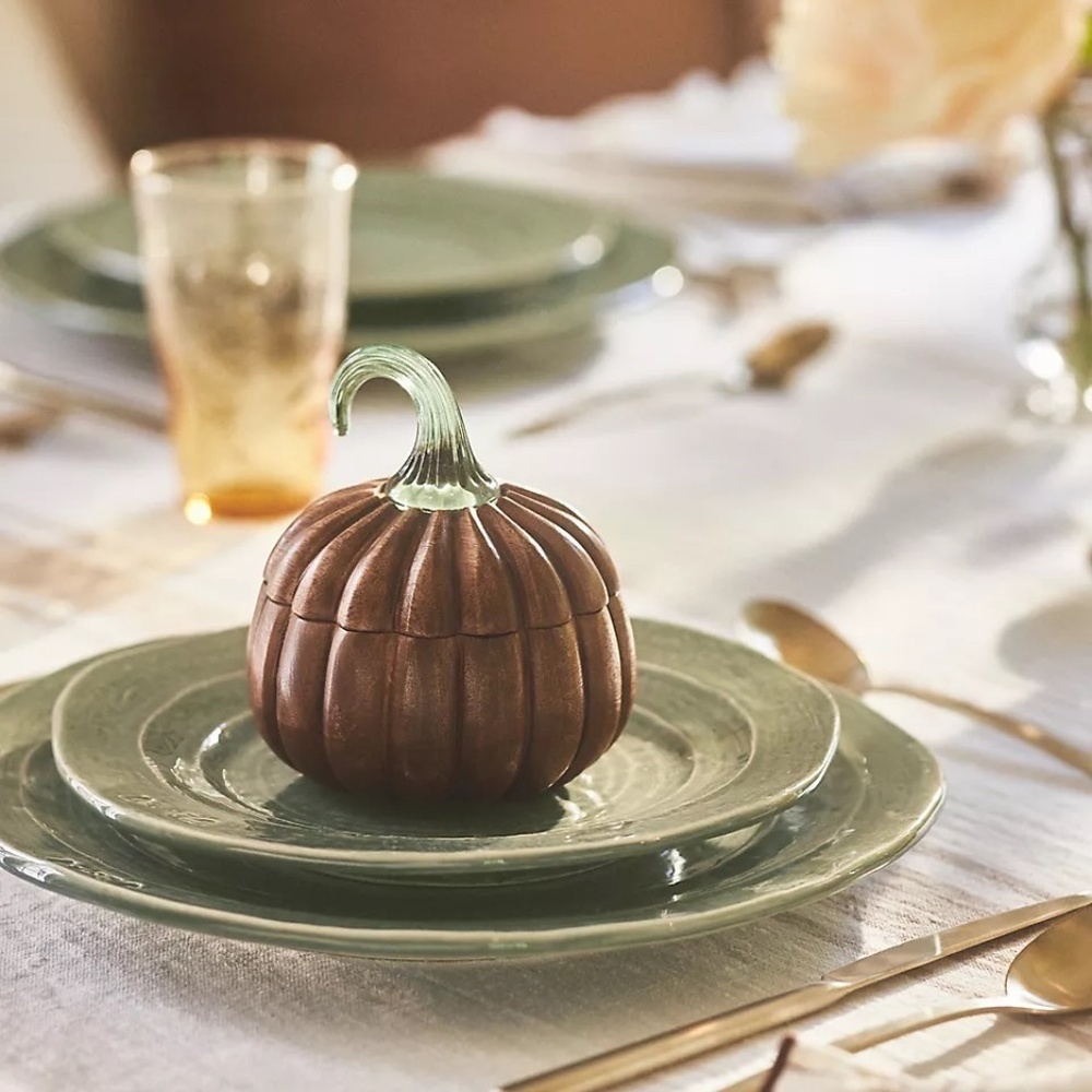NWT Anthropologie Wooden Gourmand Bourbon and Pumpkin Candle - Picture 2 of 3